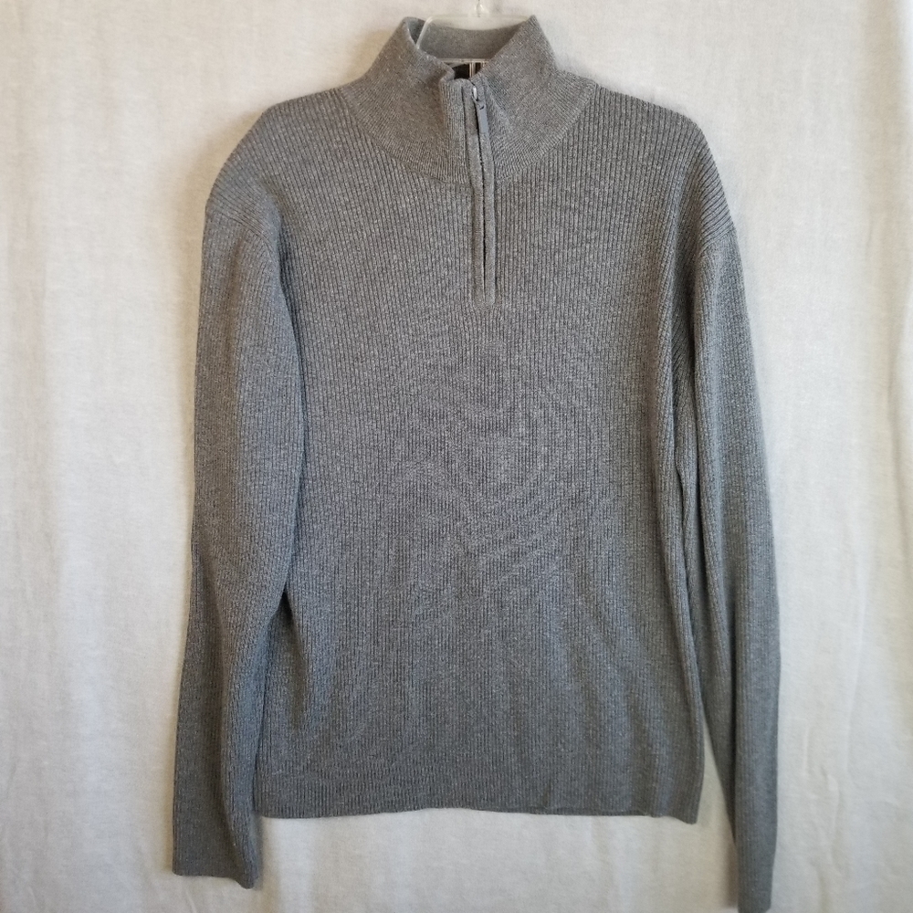 Toscano Sweater XXL Mens Gray‎ Merino Wool Blend Long Sleeve 1/4 Zip